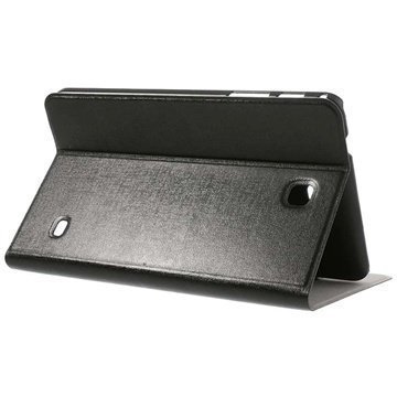 Samsung Galaxy Tab 4 8.0 Pintakuvioitu Läpällinen Nahkakotelo Musta