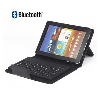 Samsung Galaxy Tab 7.7 P6800 P6810 Bluetooth-Näppäimistö & Nahkakotelo Musta