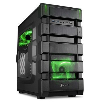 Sharkoon BD28 Mid Tower ATX PC-Kotelo Musta / Vihreä