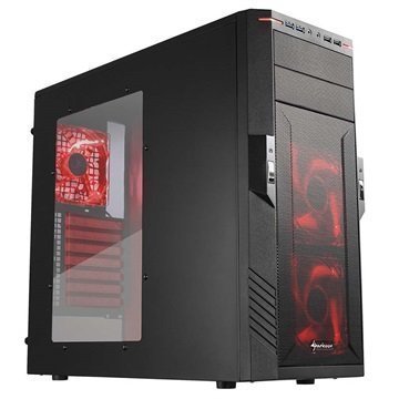 Sharkoon T28 Mid Tower ATX PC-Kotelo Musta / Punaine