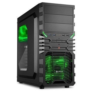 Sharkoon VG4-W Mid Tower ATX PC-Kotelo Musta / Vihreä