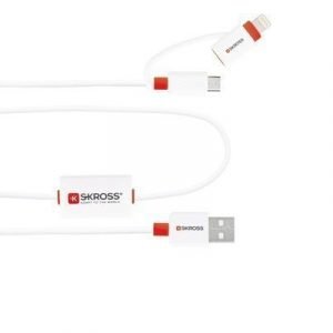 Skross Buzz 2in1 Micro Usb & Lightning Connector 1m 4-nastainen Usb Tyyppi A 5 -nastainen Mikro-usb A-tyyppi Apple Lightning Valkoinen 1m