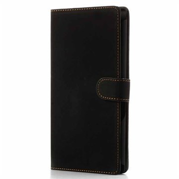 Sony Xperia Z Ultra Retro Wallet Nahkakotelo Musta