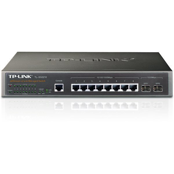 TP-LINK verkkokytkin 8xGigabit Ethernet RJ45 2xSFP managed L2