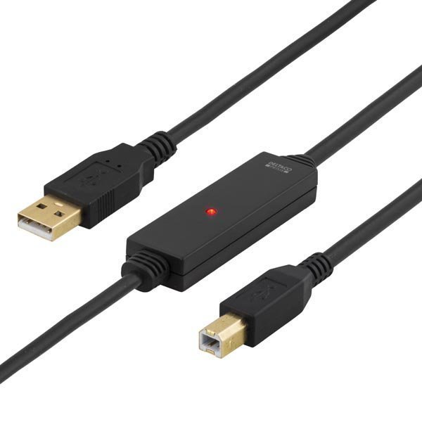 USB 2.0 kaapeli Tyyppi A uros - Tyyppi B uros aktiivinen 5m musta