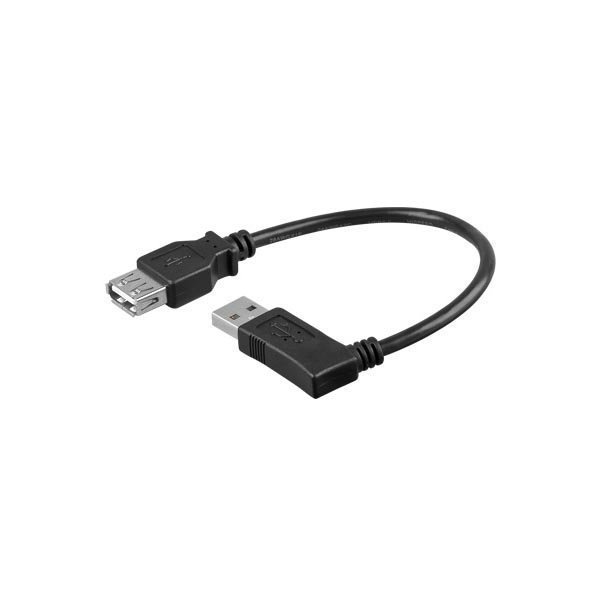 USB 2.0 kaapeli tyyppi A uros kulma - tyyppi A naaras 0 3m musta