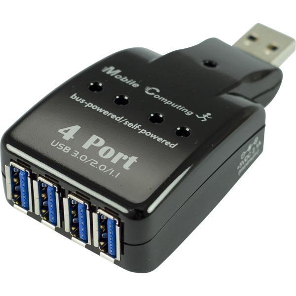 USB 3.0 hubi 4xTyyppi A portit mini musta