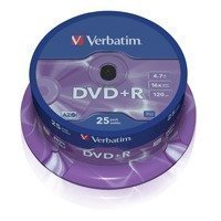 VERBATIM DVD+R 16x 4.7 Gt 25 kpl