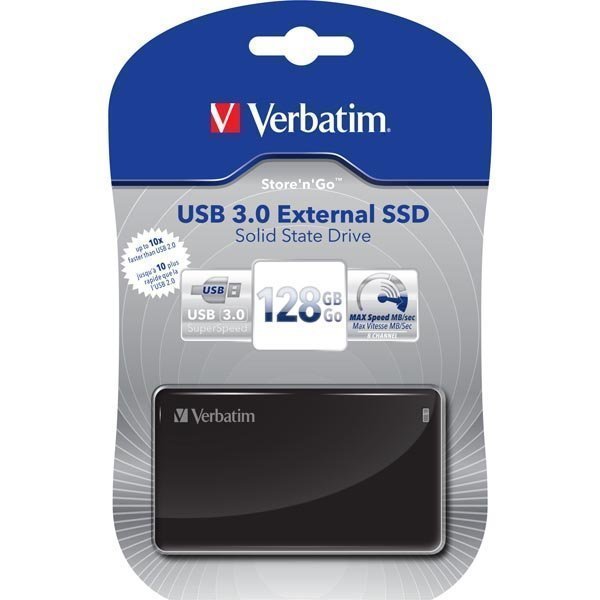 Verbatim Store'n'Go ulkoinen SSD 128GB USB 3.0 musta