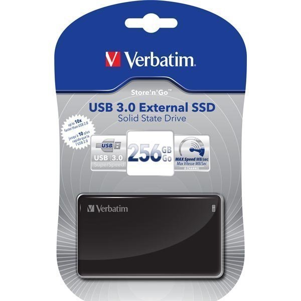 Verbatim Store'n'Go ulkoinen SSD 256GB USB 3.0 musta