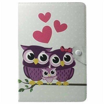 Yleismallinen Tabletin Nahkainen Läppäkotelo 9.7-10.1 Owl Couple