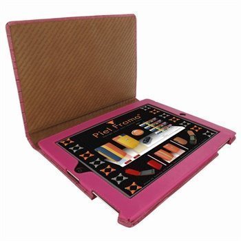 iPad 2 Piel Frama Magnetic Closure Nahkakotelo Crocodile Fuchsia Verenpunainen