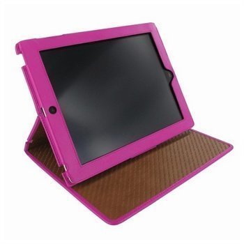 iPad 2 iPad 3 iPad 4 Piel Frama Cinema Nahkakotelo Fuchsia Verenpunainen