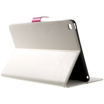 iPad Air 2 Folio Nahkainen Suojakotelo Valkoinen / Kuuma Pinkki