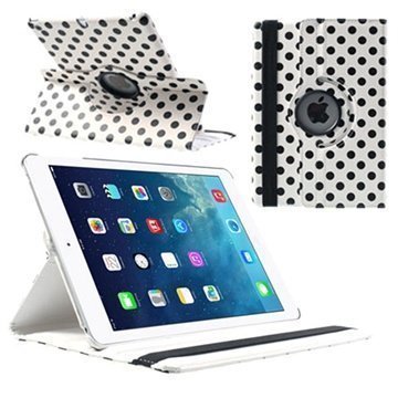 iPad Air Polka Dot Pyörivä Smart Nahkakotelo Musta / Valkoinen