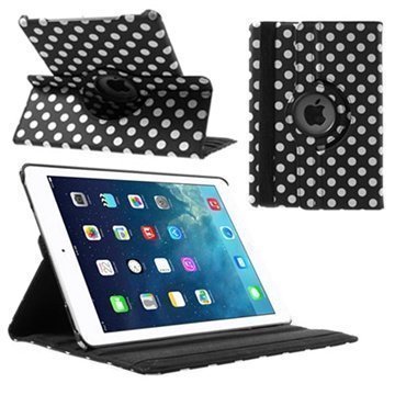 iPad Air Polka Dot Pyörivä Smart Nahkakotelo Valkoinen / Musta