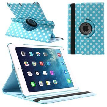 iPad Air Polka Dot Pyörivä Smart Nahkakotelo Valkoinen / Sininen