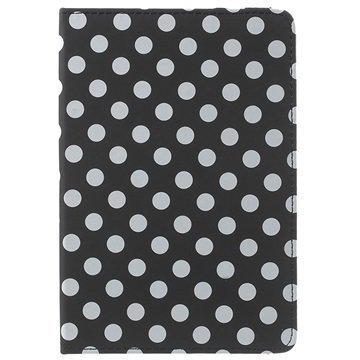 iPad Mini 4 Polka Dot Pyörivä Kotelo Musta / Valkoinen