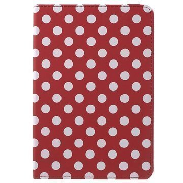 iPad Mini 4 Polka Dot Pyörivä Kotelo Punainen / Valkoinen
