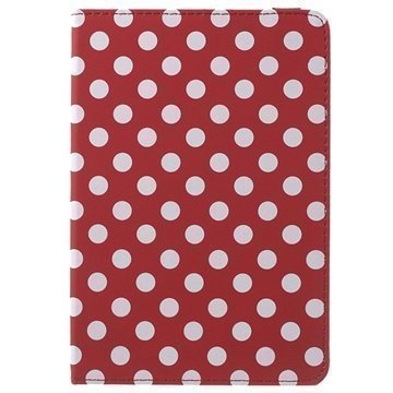 iPad Mini 4 Polka Dot Pyörivä Kotelo Punainen / Valkoinen