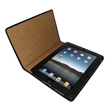 iPad Piel Frama Magnetic Closure Crocodile Nahkakotelo Musta