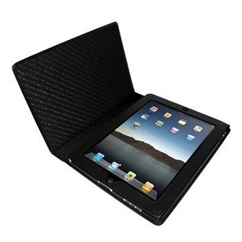 iPad Piel Frama Magnetic Closure Nahkakotelo Musta