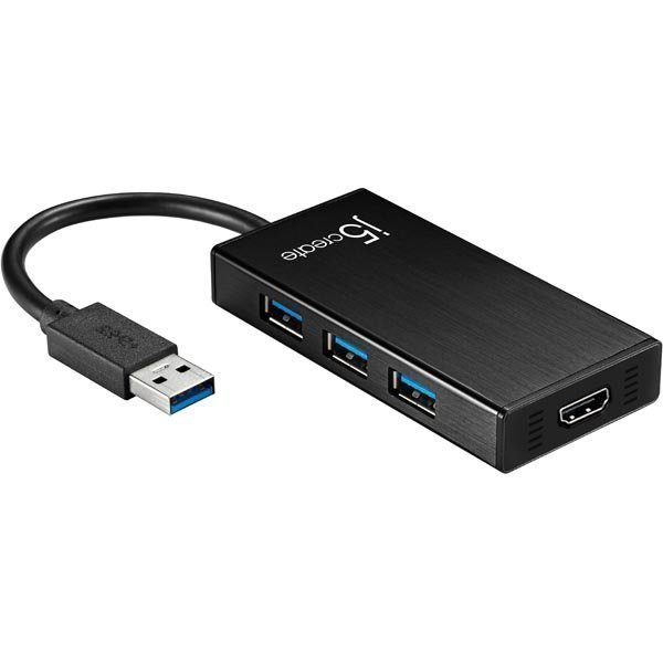 j5 create JUH450 USB 3.0 - HDMI-sovitin sis.rak. 3-porttinen hubi m