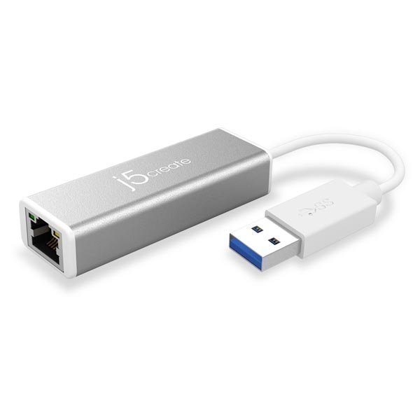 j5 create USB 3.0 - Gigabit Ethernet-sovitin 12cm kaapeli valkhope