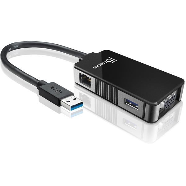 j5create JUA370 USB 3.0 - VGA-sovitin Gigabit Ethernet mu/hop